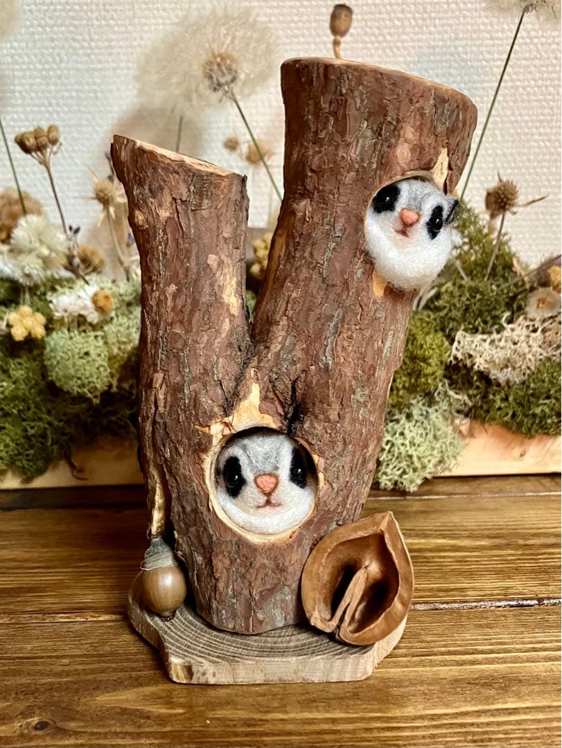 羊毛フェルト　エゾモモンガ(親子)