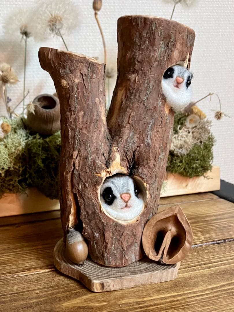 羊毛フェルト　エゾモモンガ(親子)