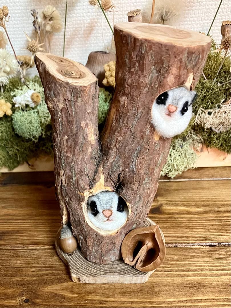 羊毛フェルト　エゾモモンガ(親子)