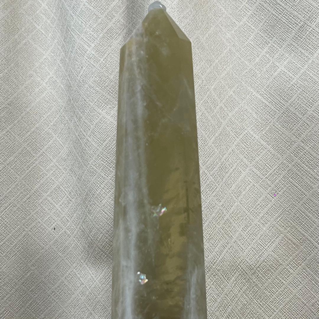 【天然石】大サイズ　シトリン　タワー　ポイント　六角柱　台座付き