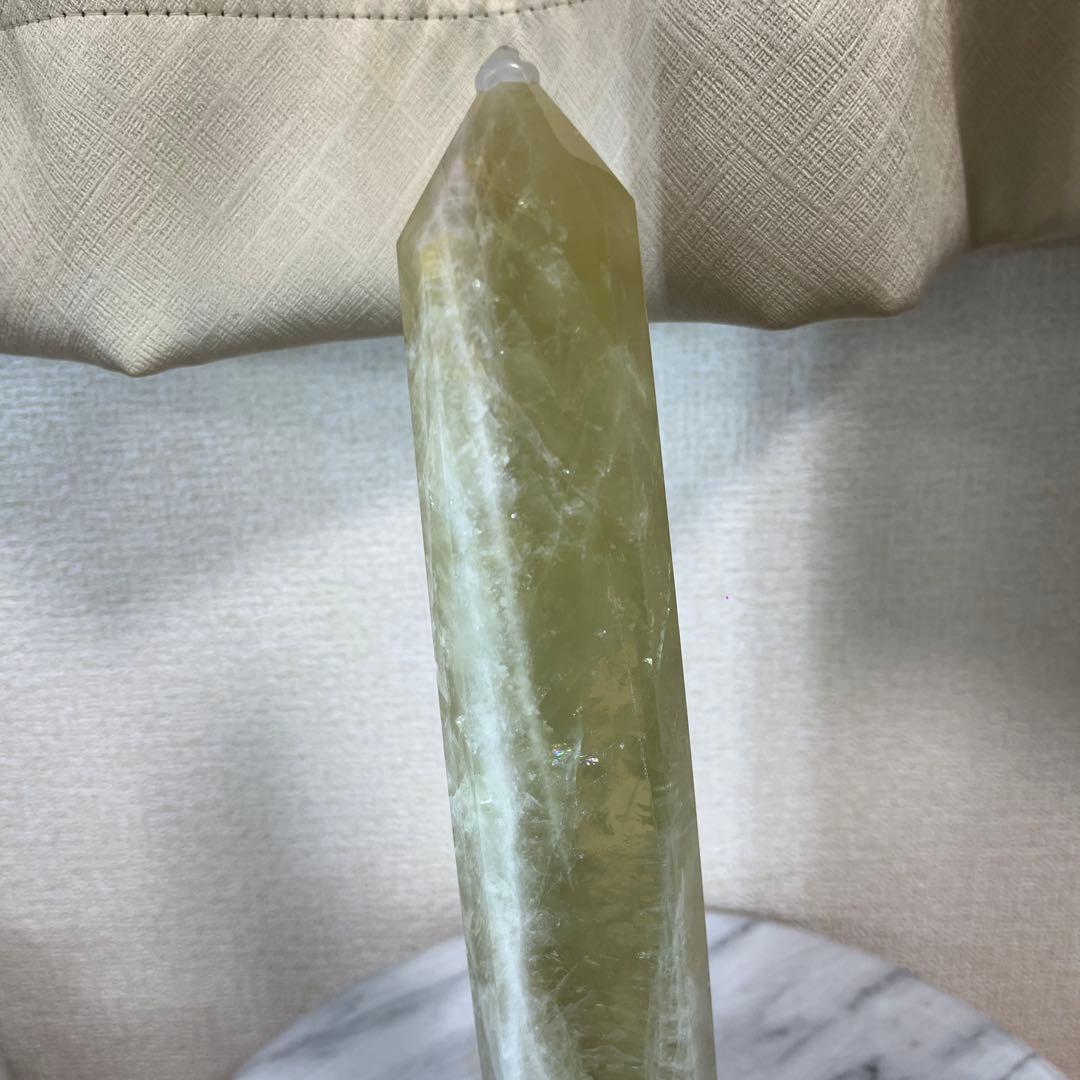 【天然石】大サイズ　シトリン　タワー　ポイント　六角柱　台座付き