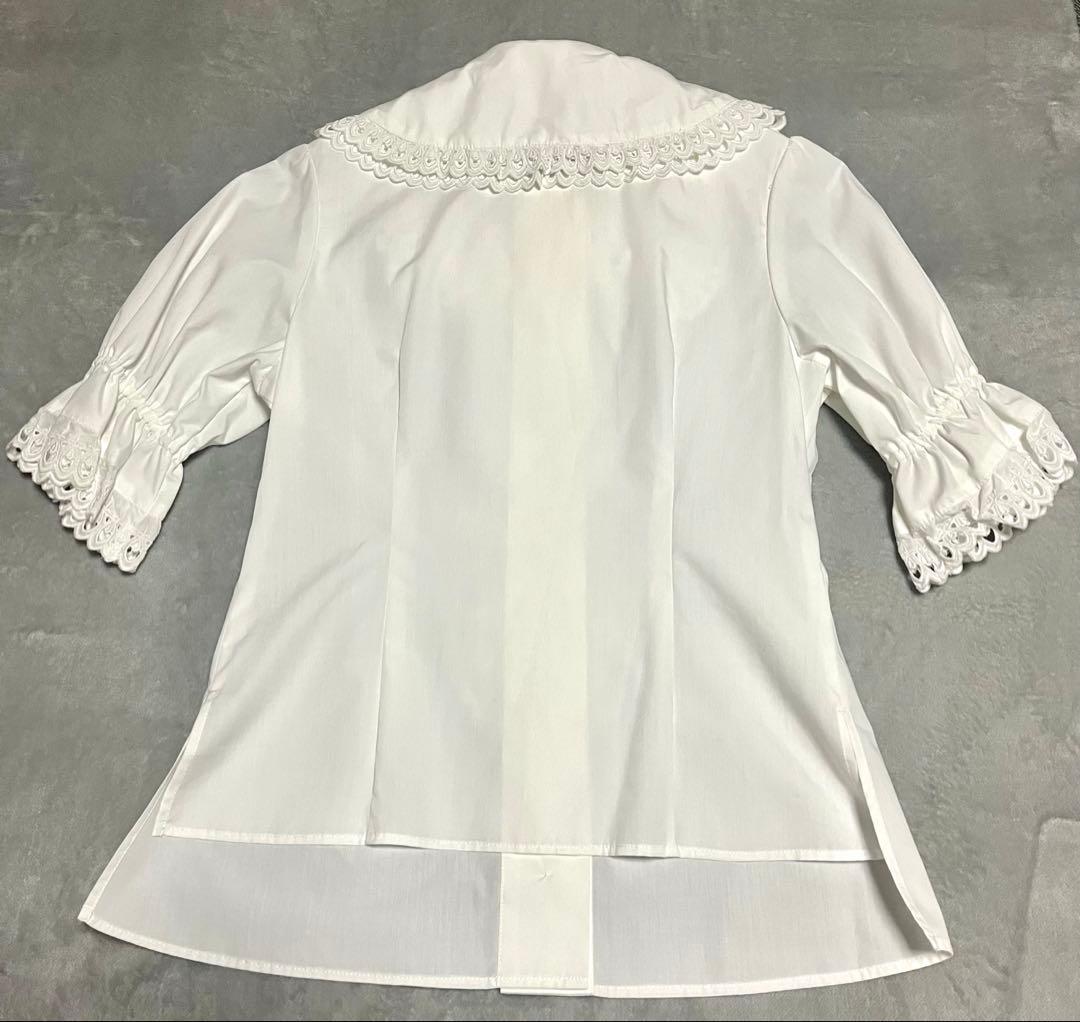 Moi-meme-Moitie スカラップコットンレースパフ袖ブラウス 9号