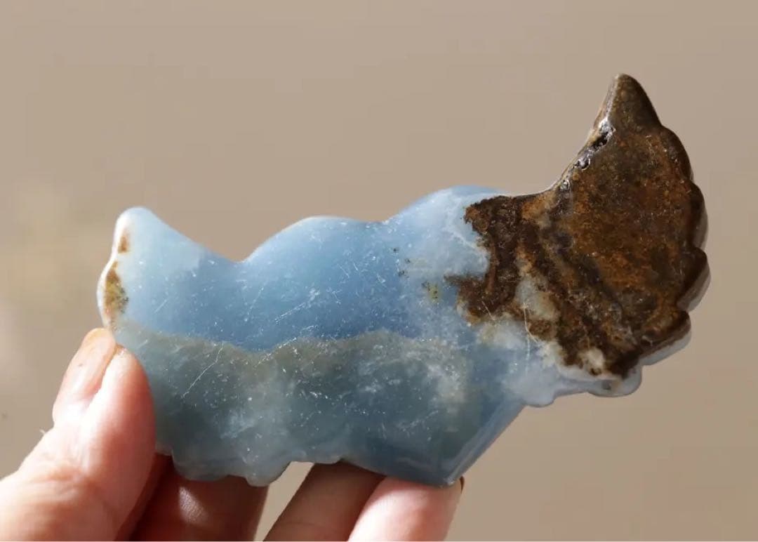 【天然石】ブルーカルサイト ハートウィング