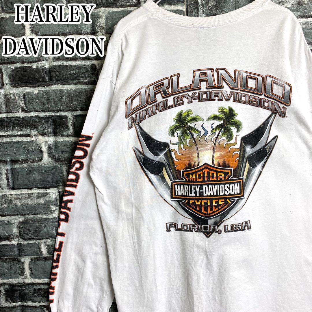 ハーレーダビッドソン☆ロンT 古着 デカロゴ サイドデザイン ゆるだぼ hq7