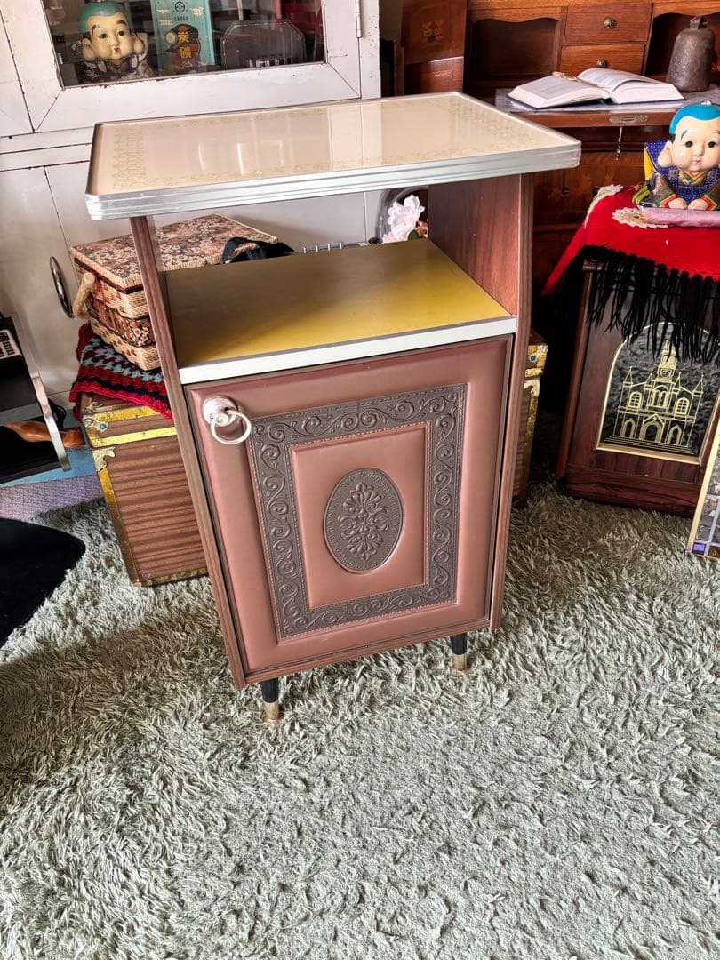 ヒラノ製　木製キャビネット　昭和レトロ　電話台　当時物