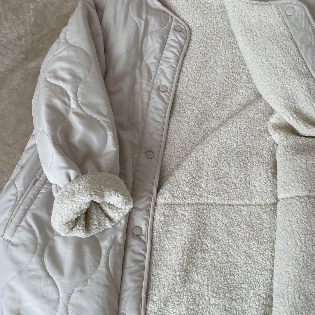 オンワード・ホワイト キルティング ロングコート