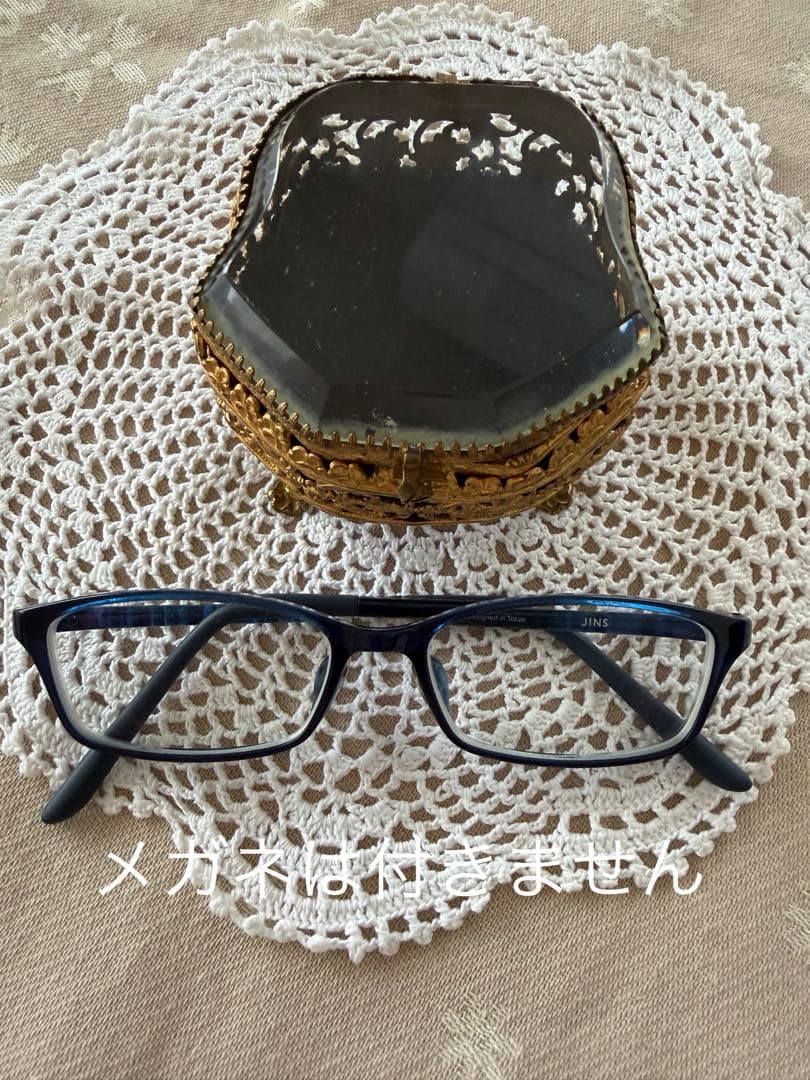 ヨーロッパ製 アンティーク ジュエリーボックス 真鍮×ガラス 脚付き 小物入れ