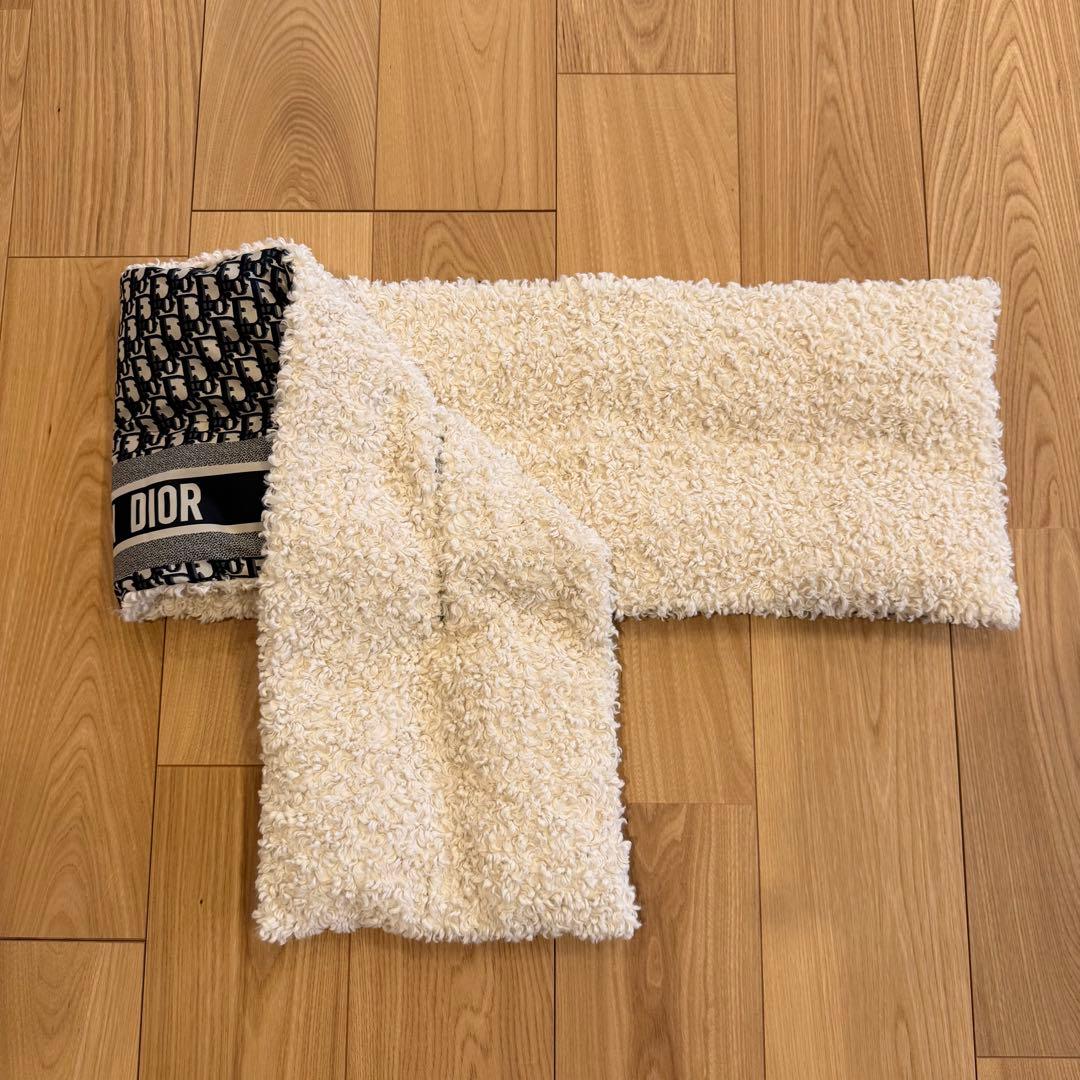 ディオール オブリーク × ボア マフラー ネイビー系 / クリーム