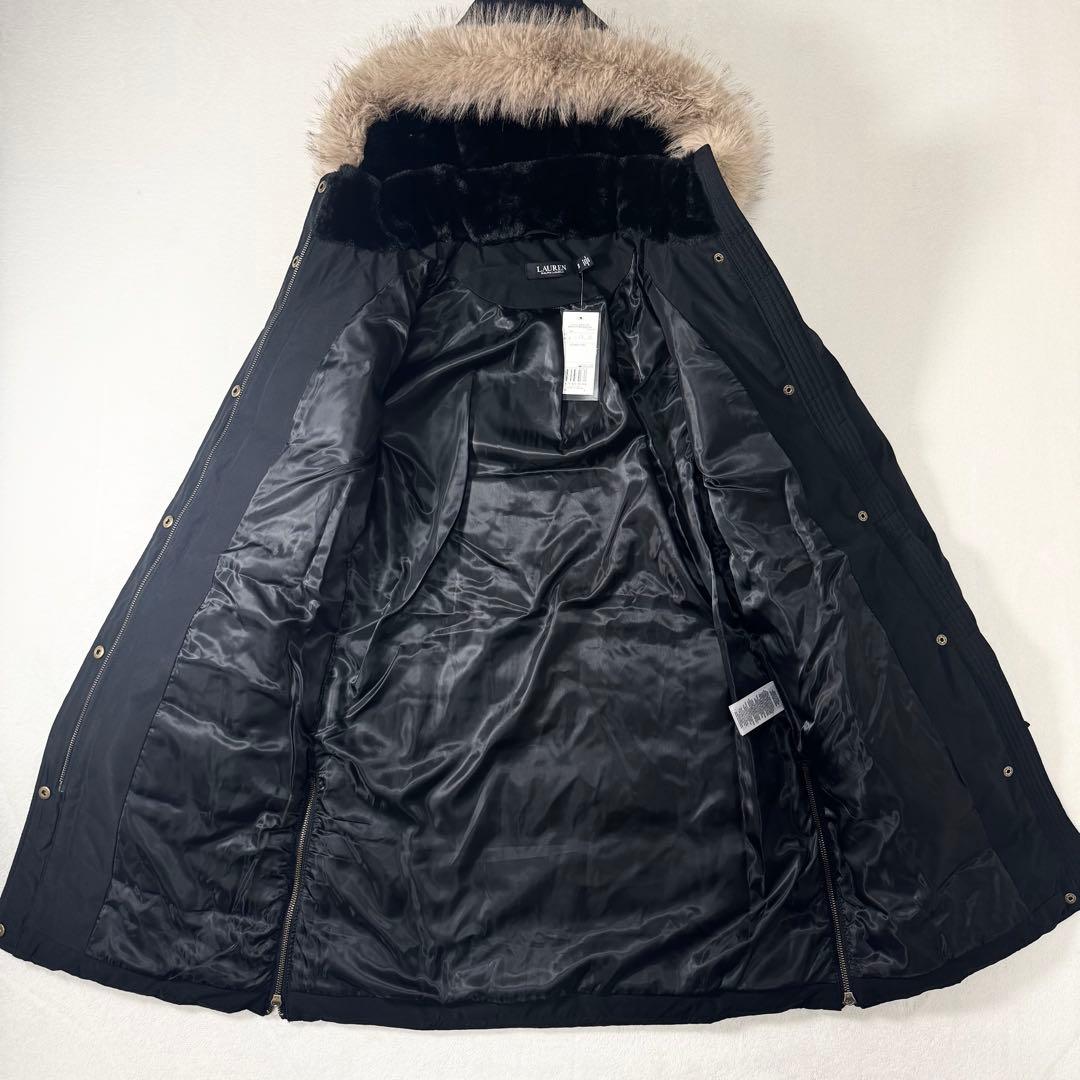 新品 ローレンラルフローレン フェイクファー ダウンコート ブラック S