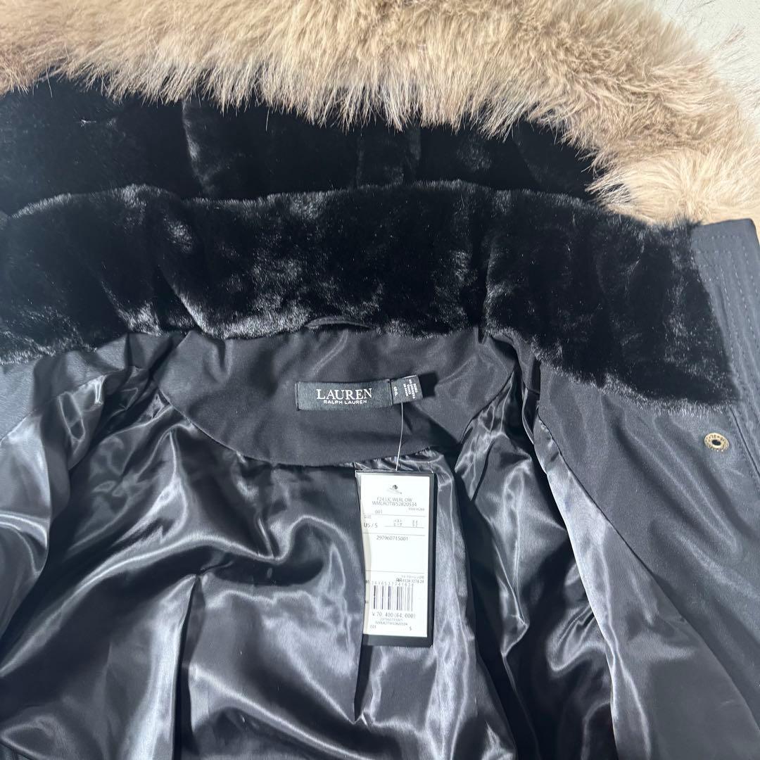 新品 ローレンラルフローレン フェイクファー ダウンコート ブラック S