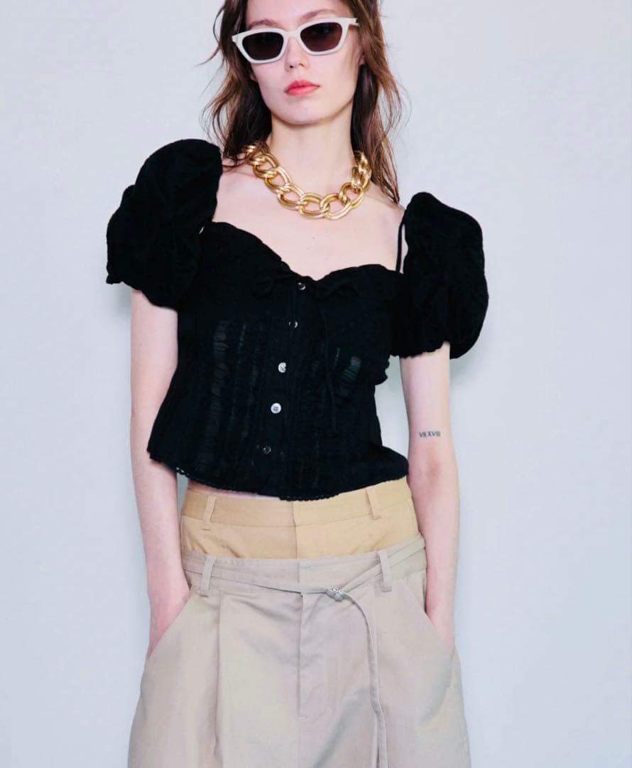 MAISON SPECIAL【新品未使用】2WAYコットンパフスリーブビスチェ