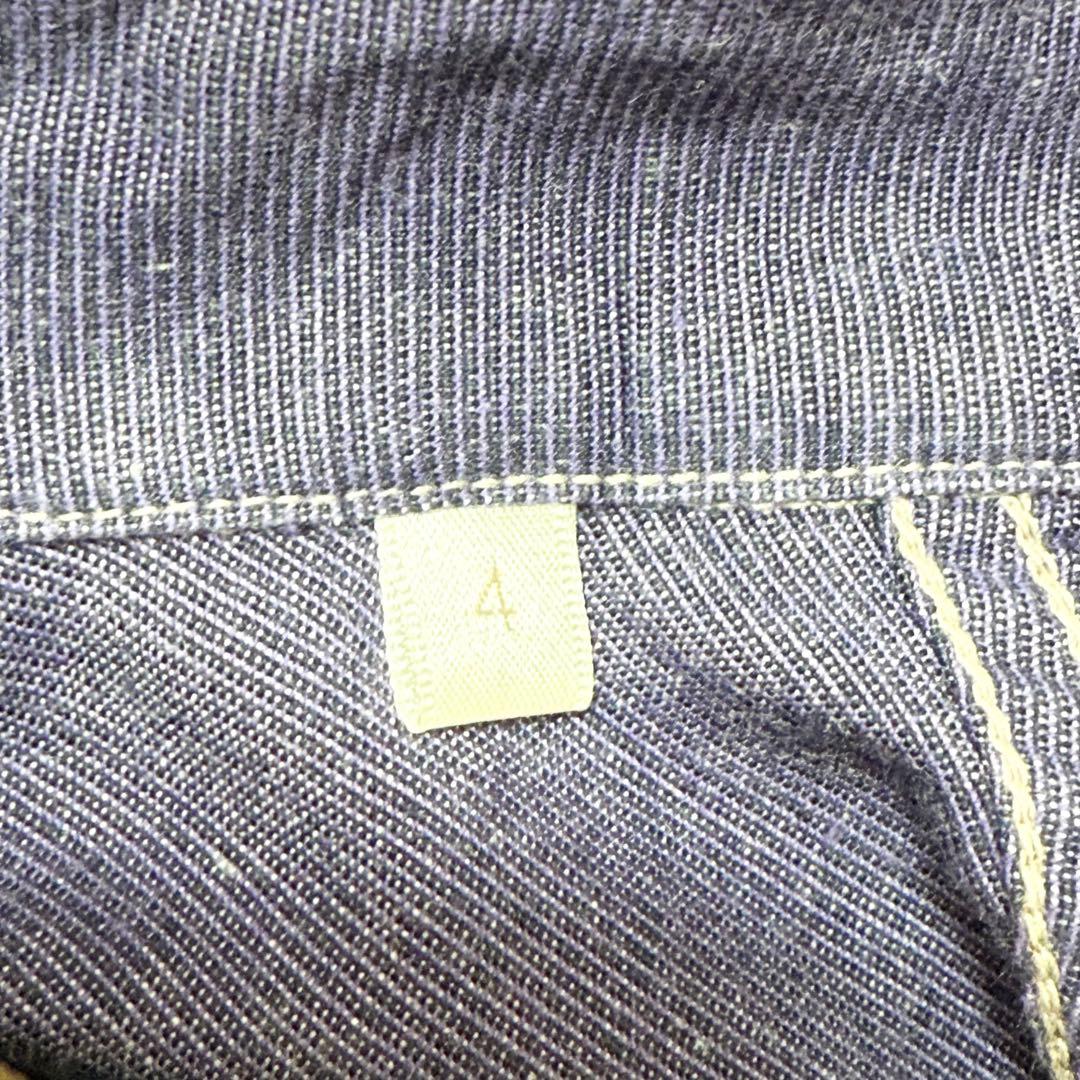 サイズ4！comoli パープルダンガリーシャツ　オープンカラーシャツ