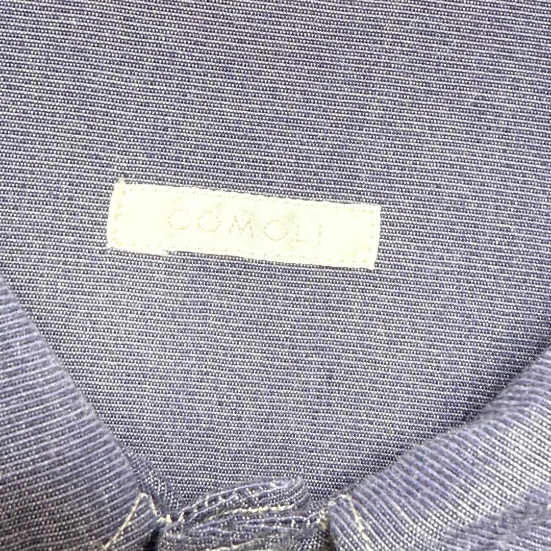 サイズ4！comoli パープルダンガリーシャツ　オープンカラーシャツ