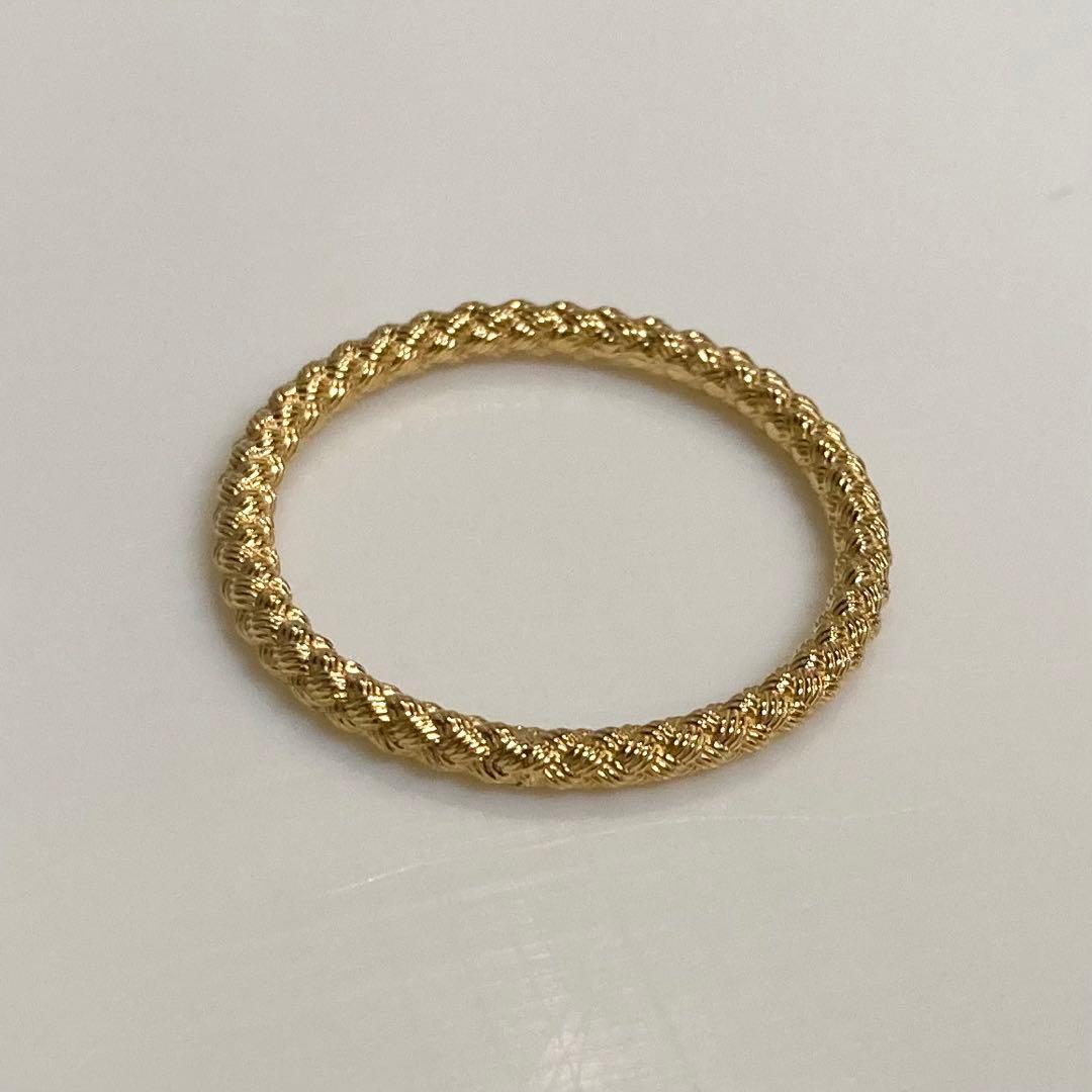 ゴールド 編み込みリング　18金イエローゴールド