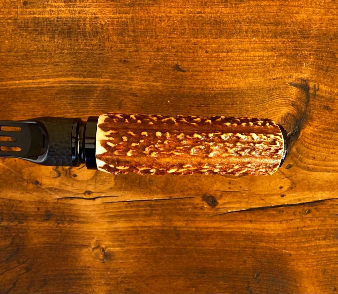 ガングリップ　ブラック　鹿の角グリップ　ハンドメイド　渓流釣り　トラウトロッド