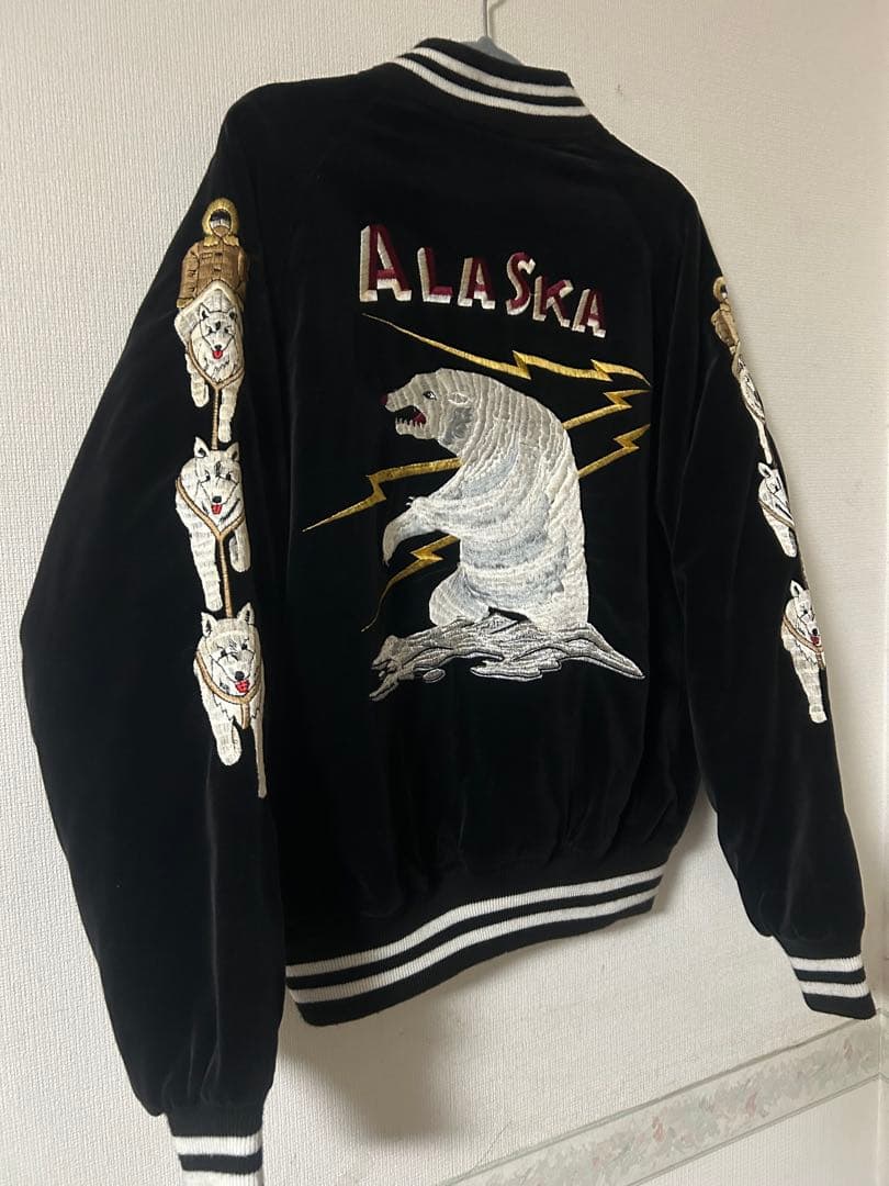 90s 別珍　ALASKAアラスカ　スーベニア　ベロア　スカジャン