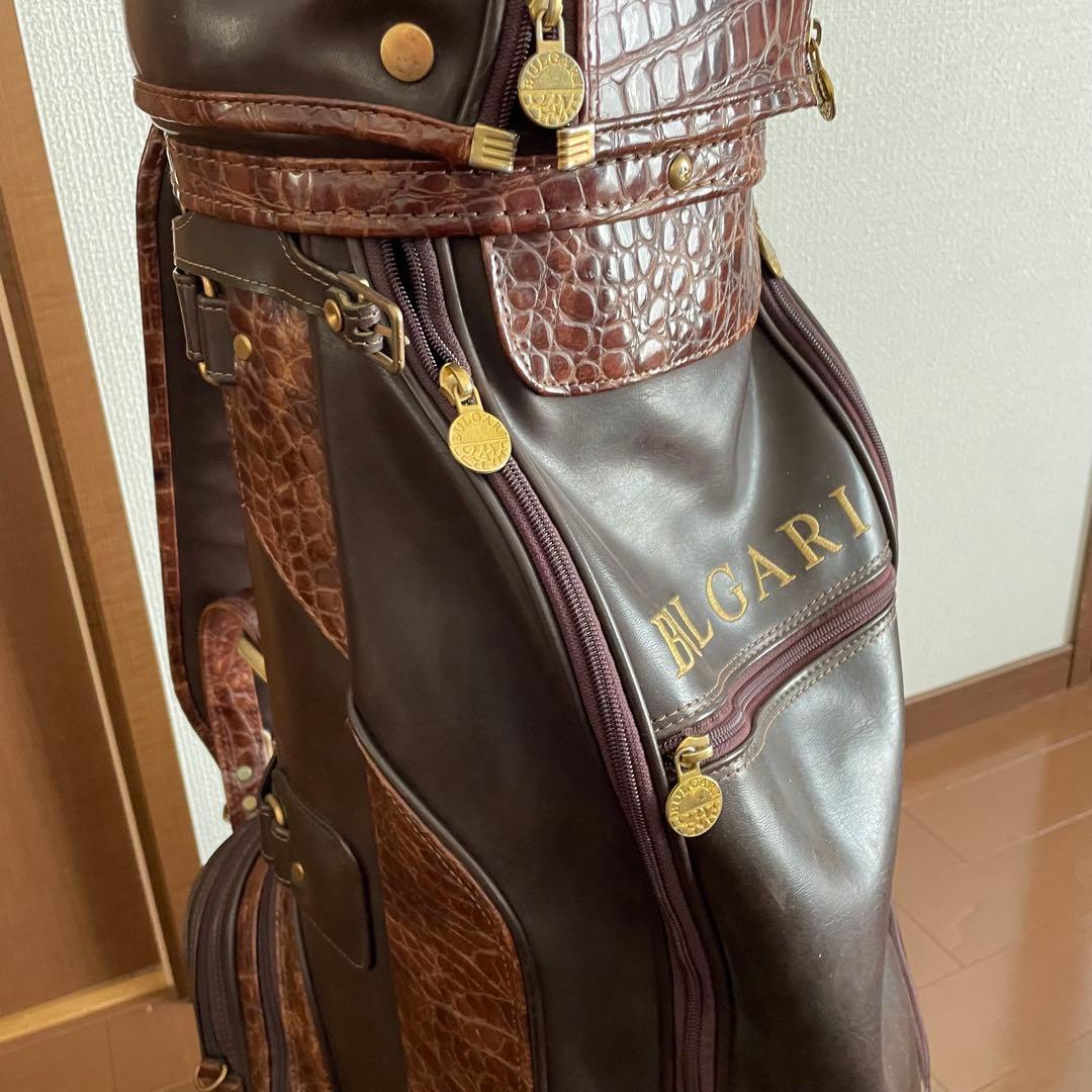 美品‼️希少人気！ブルガリ キャディーバッグ クロコ型押し ブラウン×ゴールド
