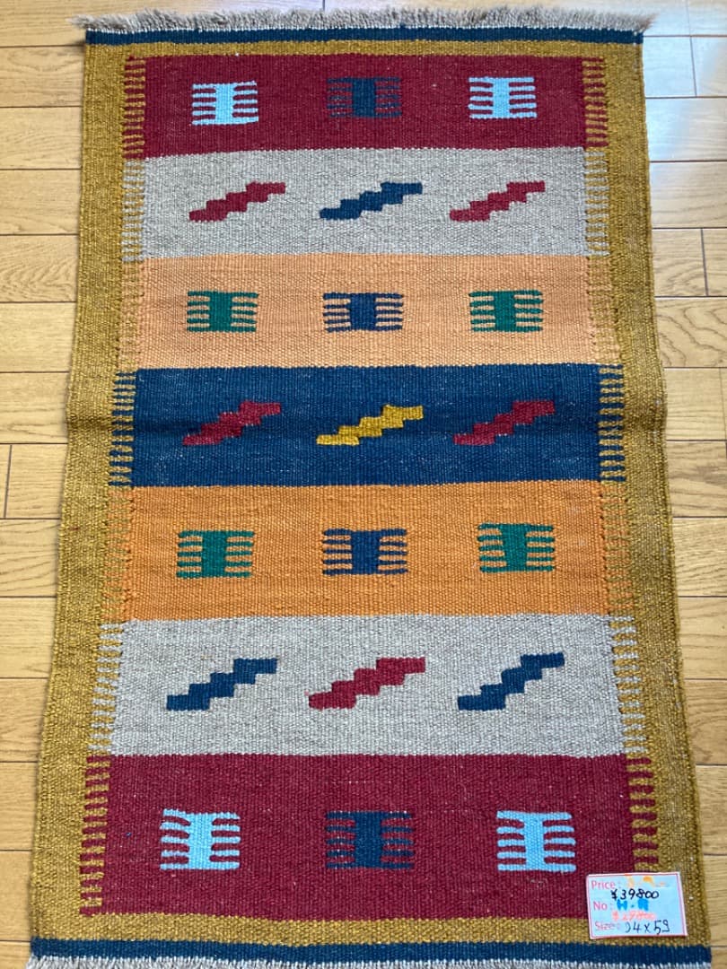 【在庫一掃セール】シラーズ キリム ウール 94cm×59cm