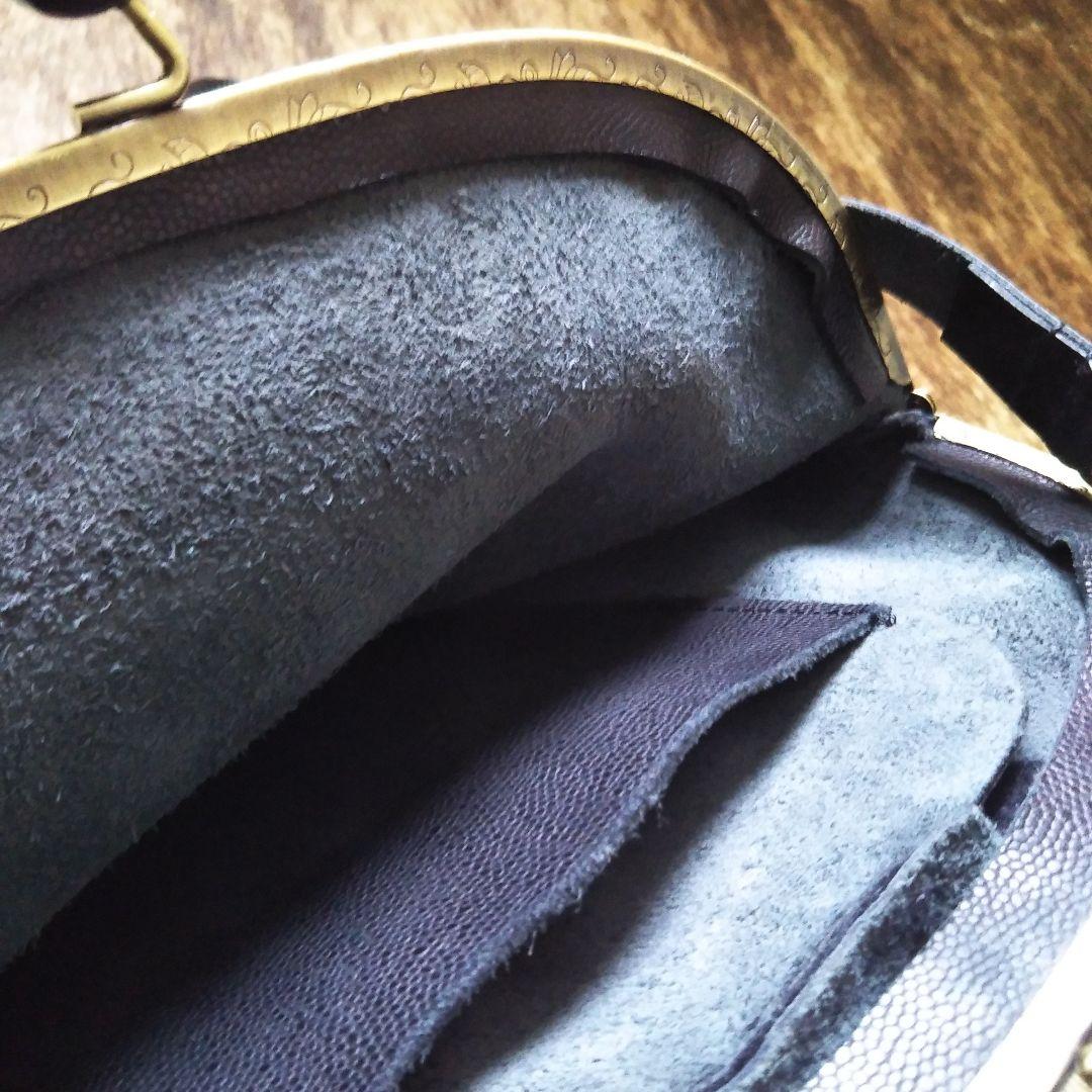 ビーズ刺繍　Kモチーフ　本皮　がま口バッグ　オーダーメイド