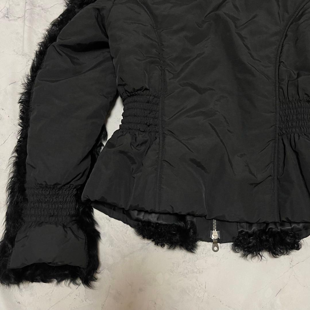 セール　モスキーノ アウター 黒 ファー ジップ 異素材 高級感　トップス