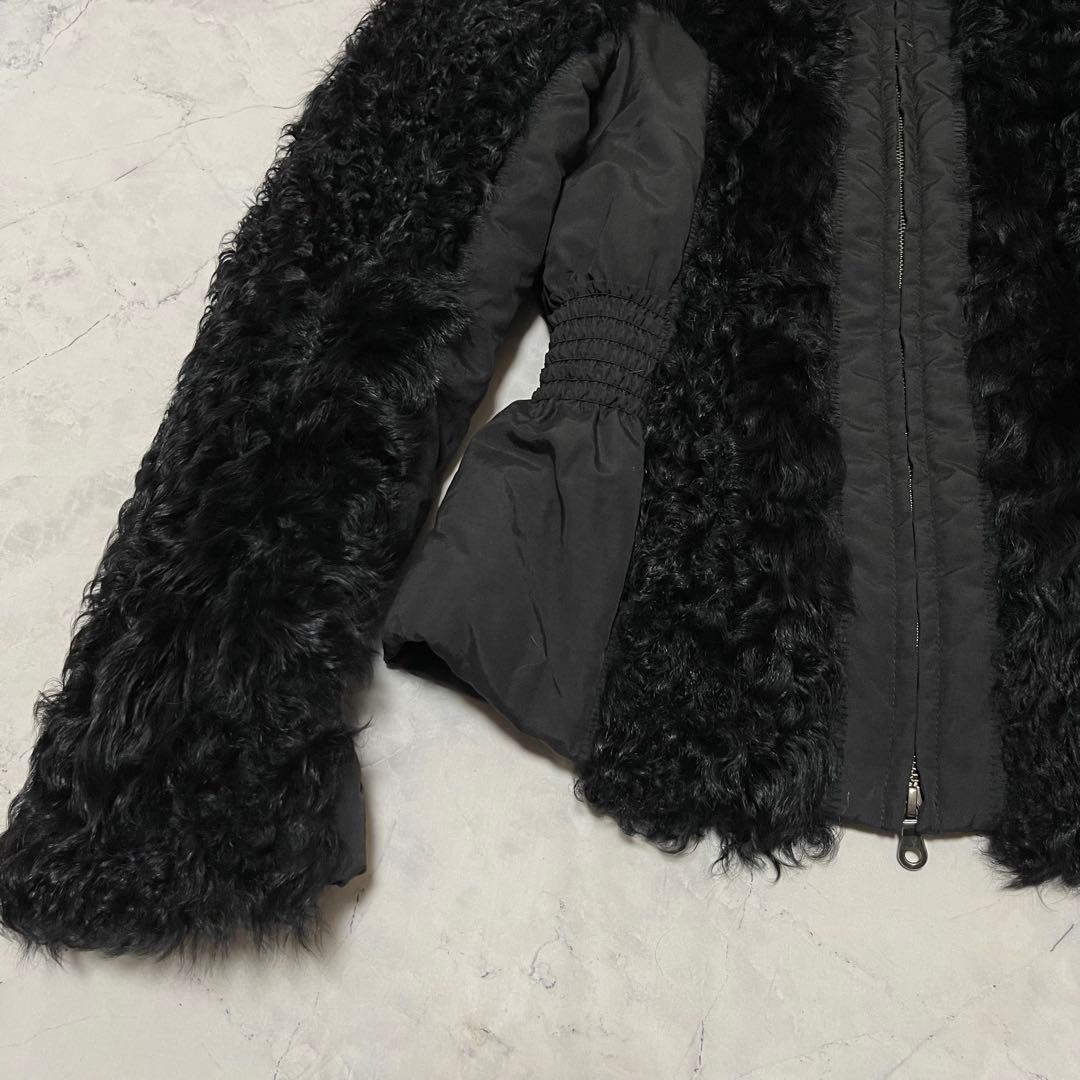 セール　モスキーノ アウター 黒 ファー ジップ 異素材 高級感　トップス
