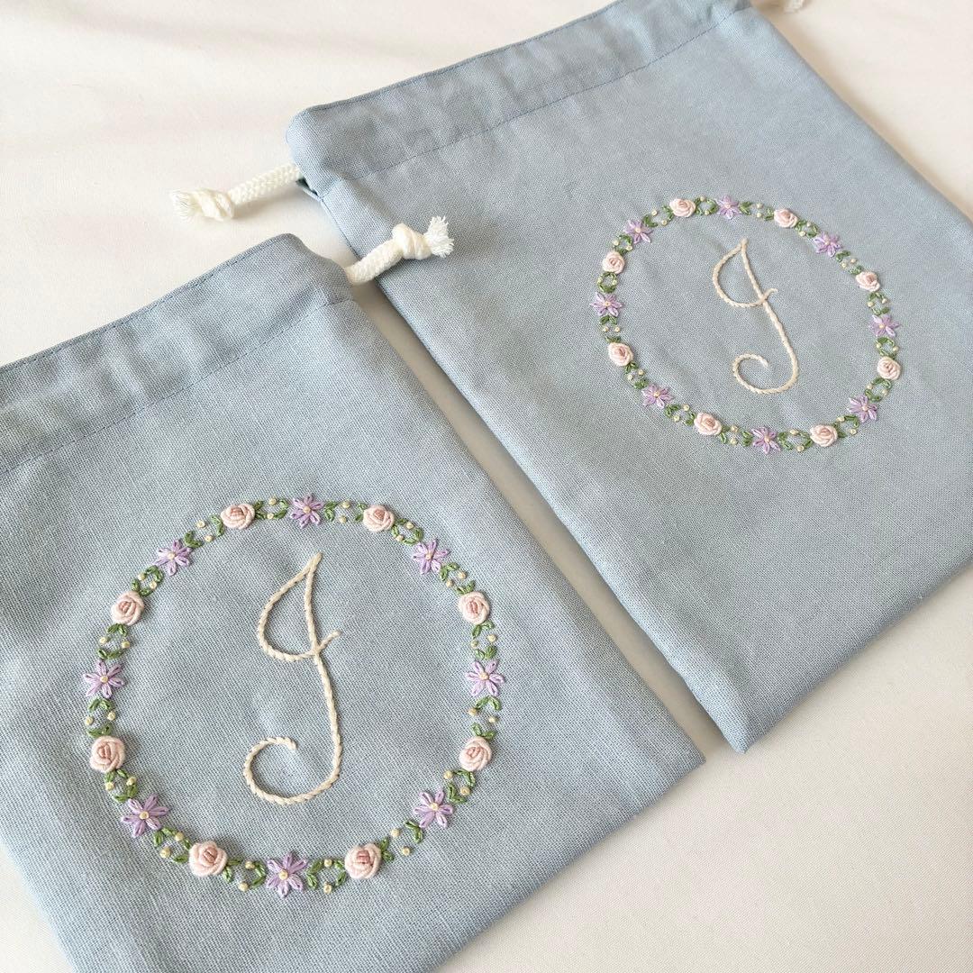 n＊様　手刺繍　辞書カバー　聖書カバー　ティッシュケース　花袋　巾着　お受験