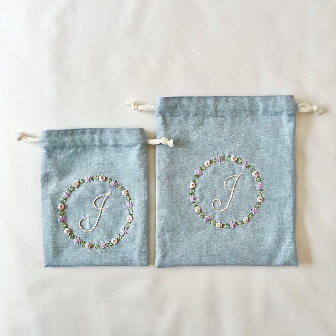 n＊様　手刺繍　辞書カバー　聖書カバー　ティッシュケース　花袋　巾着　お受験