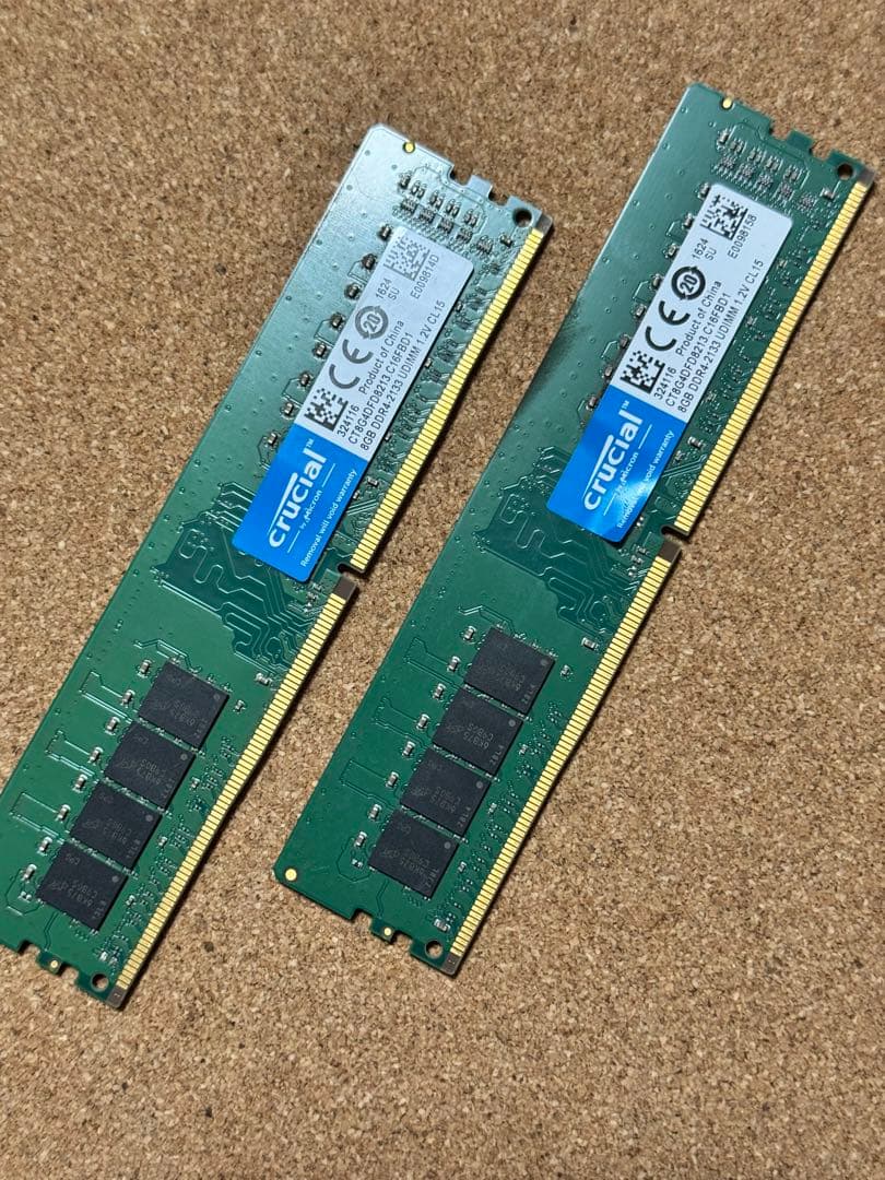 crucial DDR4 16G(8GB メモリ 2400MHz 2枚セット)