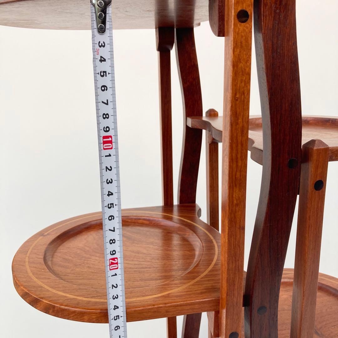 希少 ヴィンテージ ケーキスタンド スリーティアーズ 折りたたみ 北欧　チーク