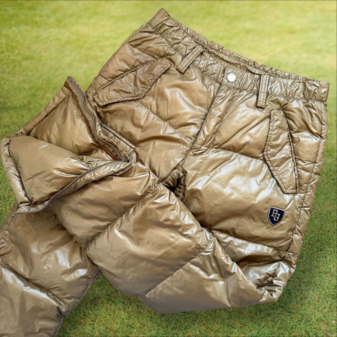 ダウン素材　パーリーゲイツ　パンツ　S〜M相当　極美品　金　ゴールド　暖パン　3