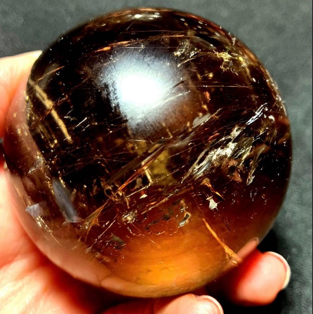 超大玉　64mm ゴールドルチルクォーツ　金針水晶　パワーストーン