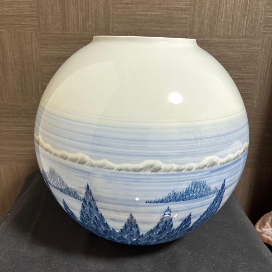 藤井朱明 壺 飾り壺 花器 日展人気作家 有田焼 コタンの森大き花瓶