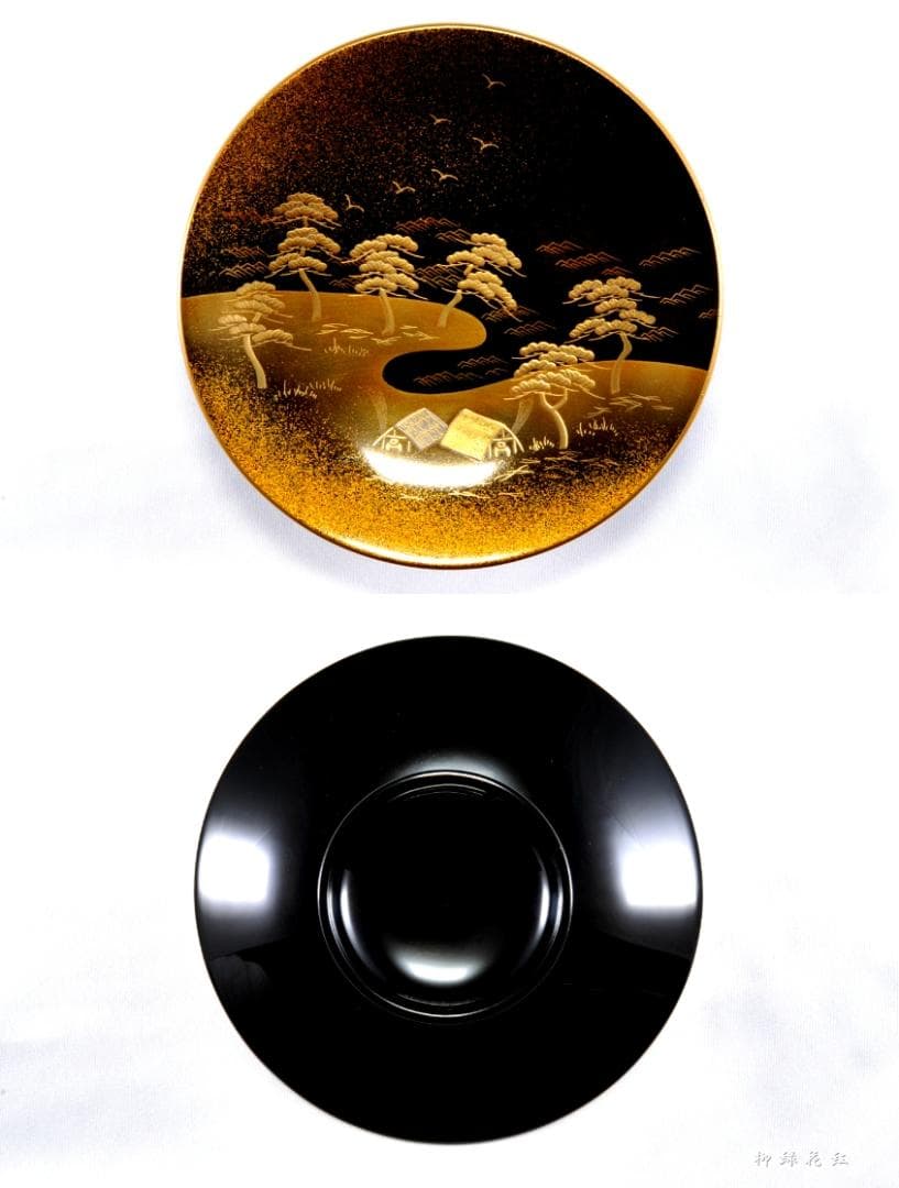 堂畑勝峯 輪島塗 塩釜蒔絵 茶托・銘々皿 五 共箱