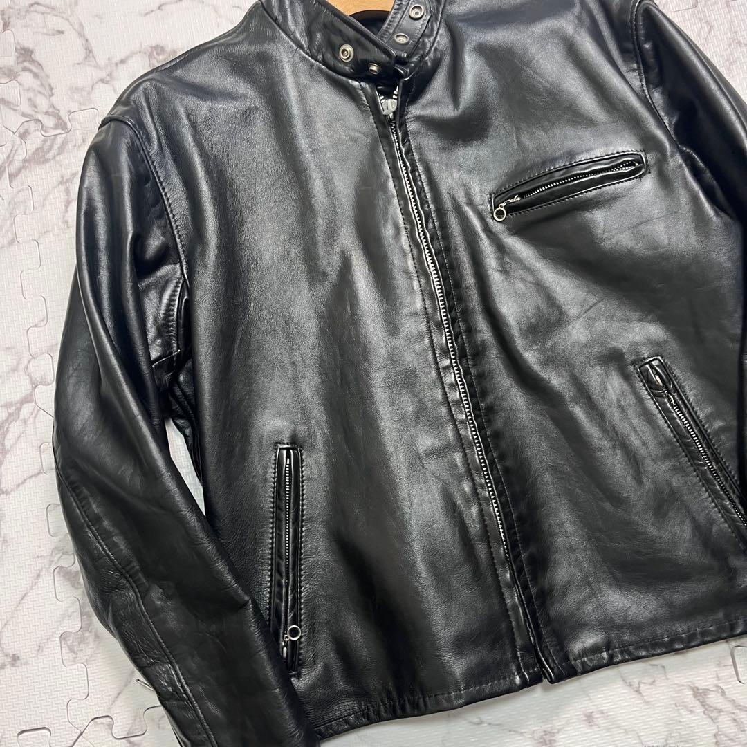 奇跡の44size✨【米国製】schott シングルライダース 641 黒