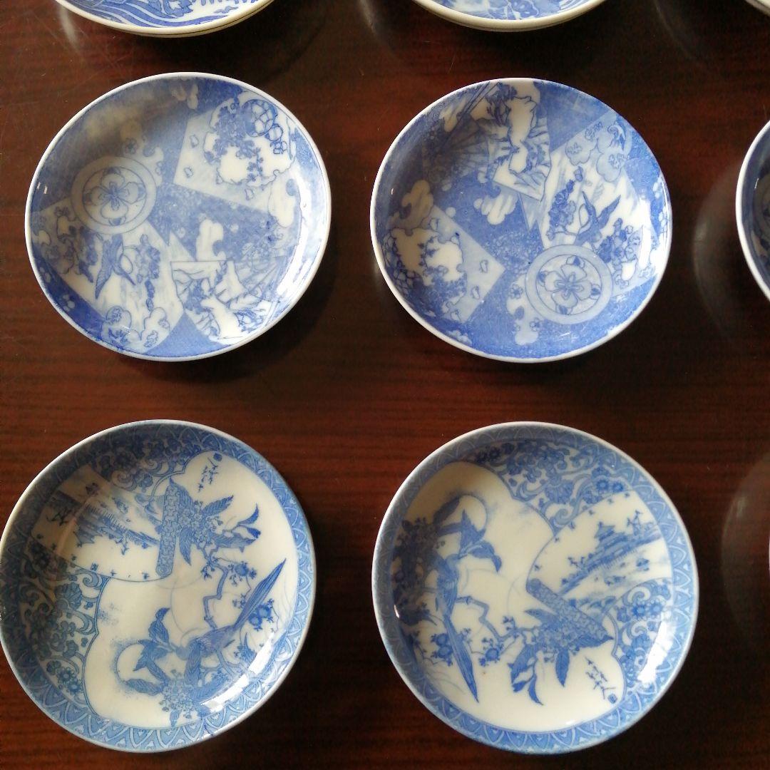 伊万里　染付小皿　4種20枚　10.5〜20cm　明治〜大正期