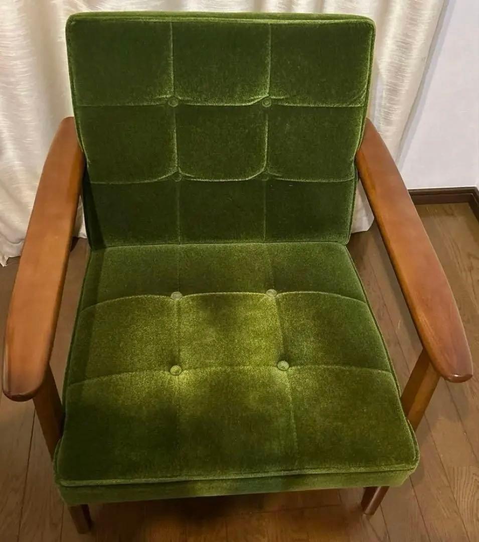 カリモク60 Kチェア 1シーター 1人掛けモケットグリーン