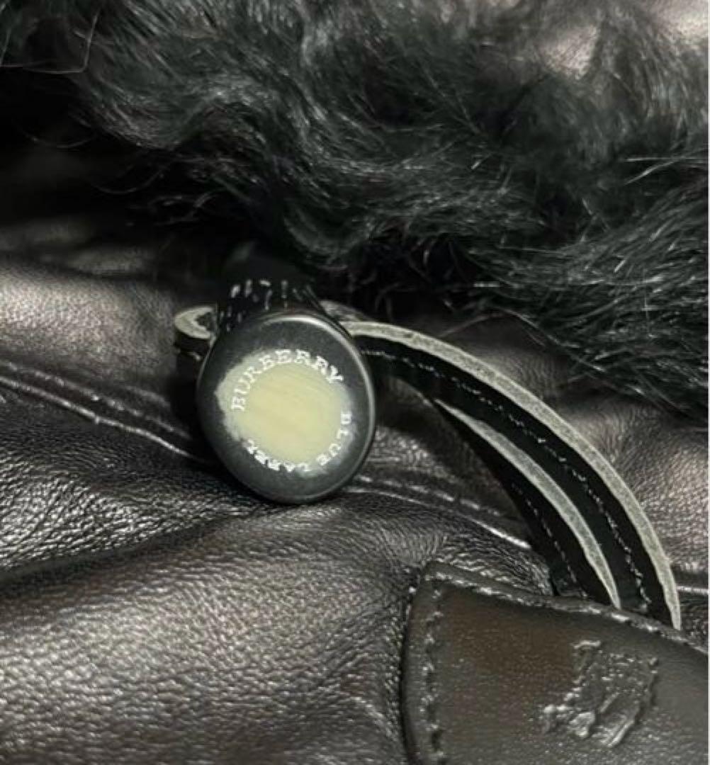 未使用　バーバリーブルーレーベル　ラムレザー ダッフルコート 黒　M