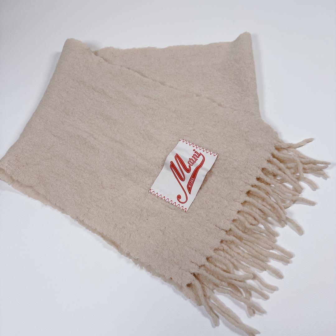 MARNI マルニ アルパカ マフラー ロゴラベル フリンジ ストール 大判