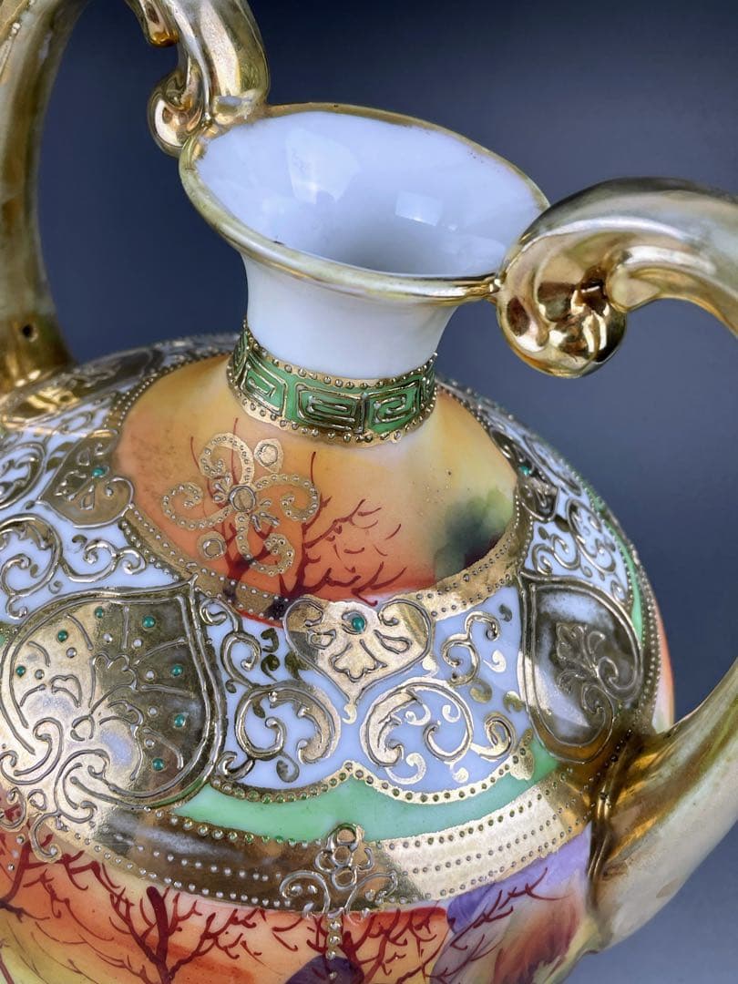 【希少】オールドノリタケ ２６．８㎝ ガレ風夕景紋 アールヌーボー 花瓶