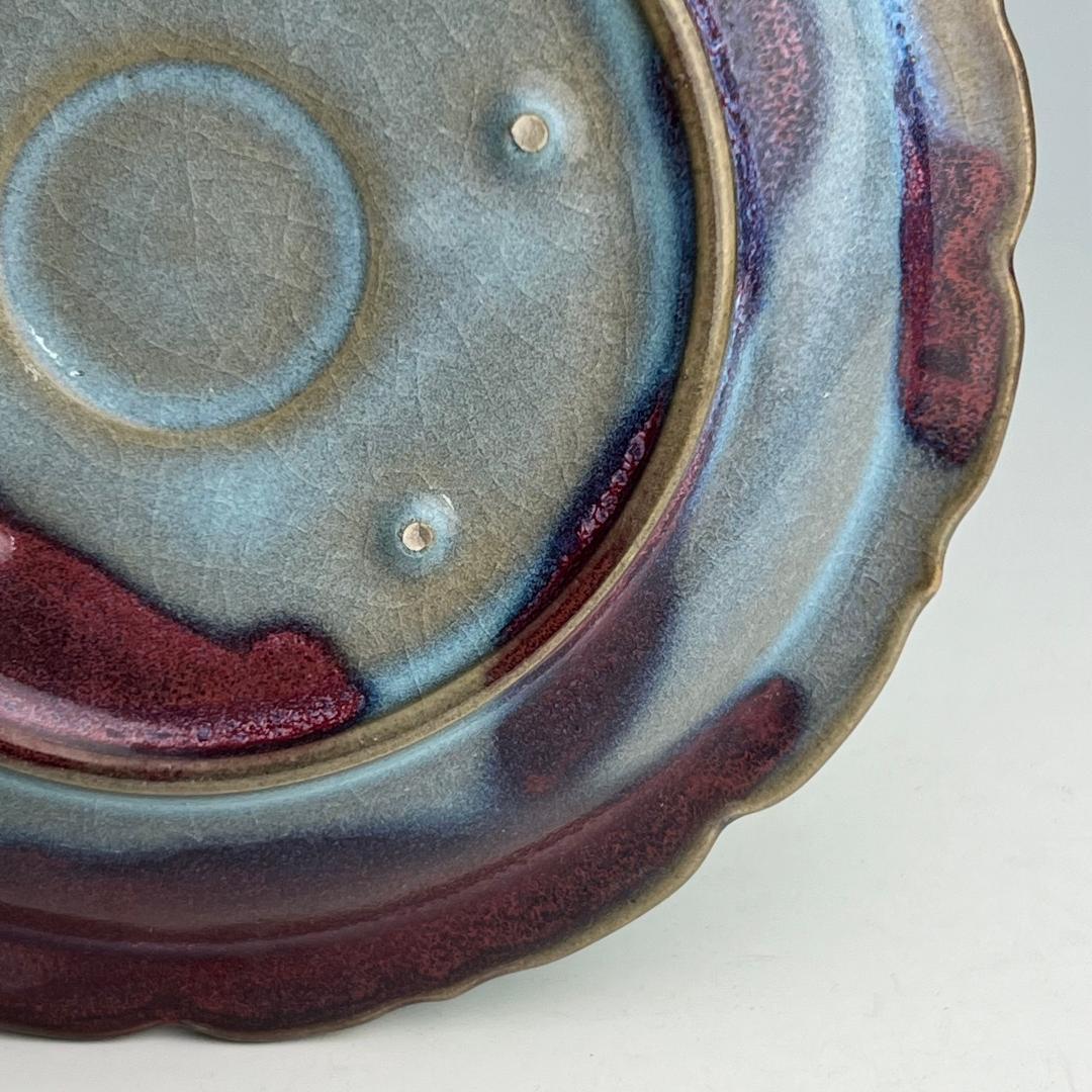 鈞窯天藍釉紫斑陵花盤 宋時代 唐物 中国古玩 中国美術 A904