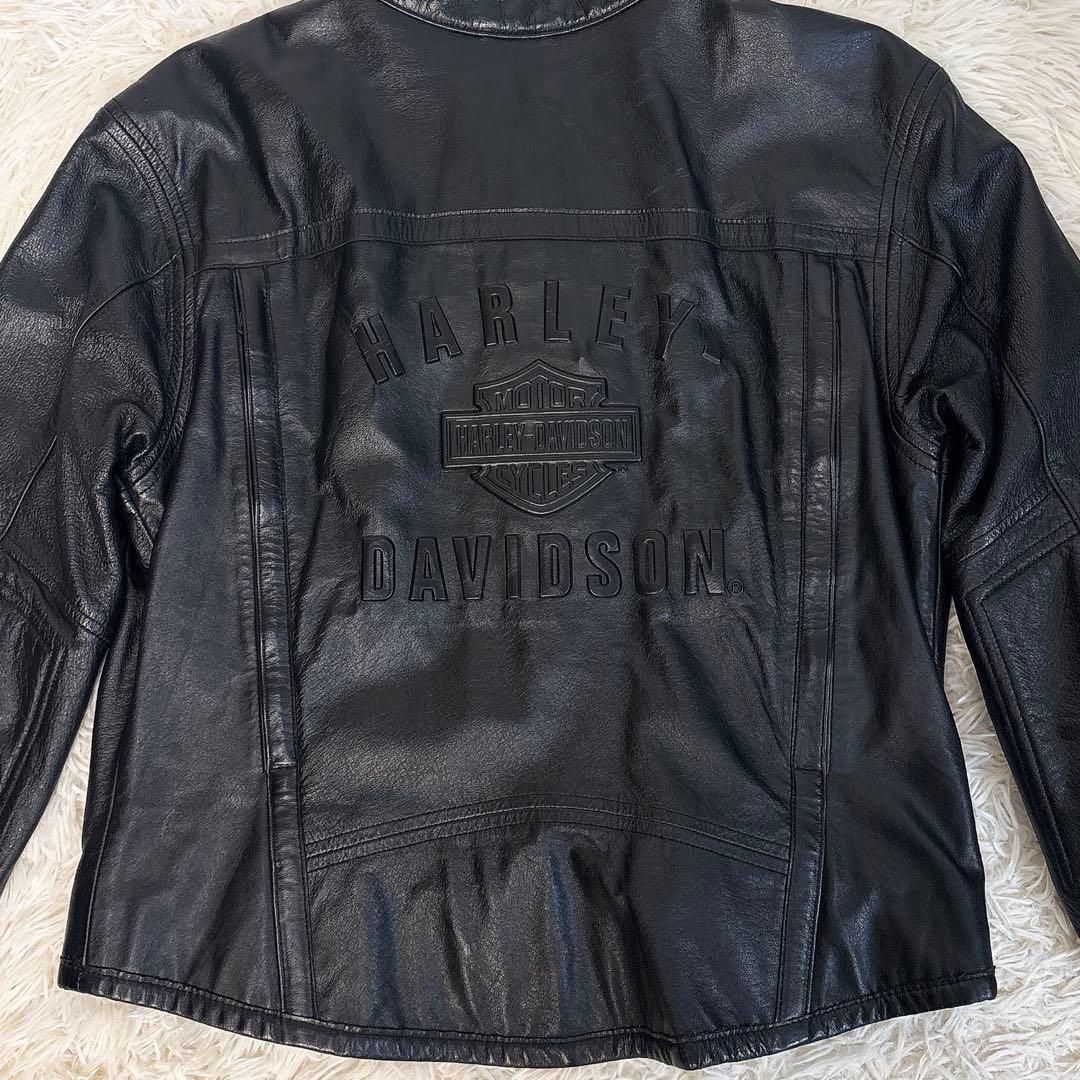 ✨美品✨ ハーレーダビッドソン シングルライダース レザージャケット 立体ロゴ