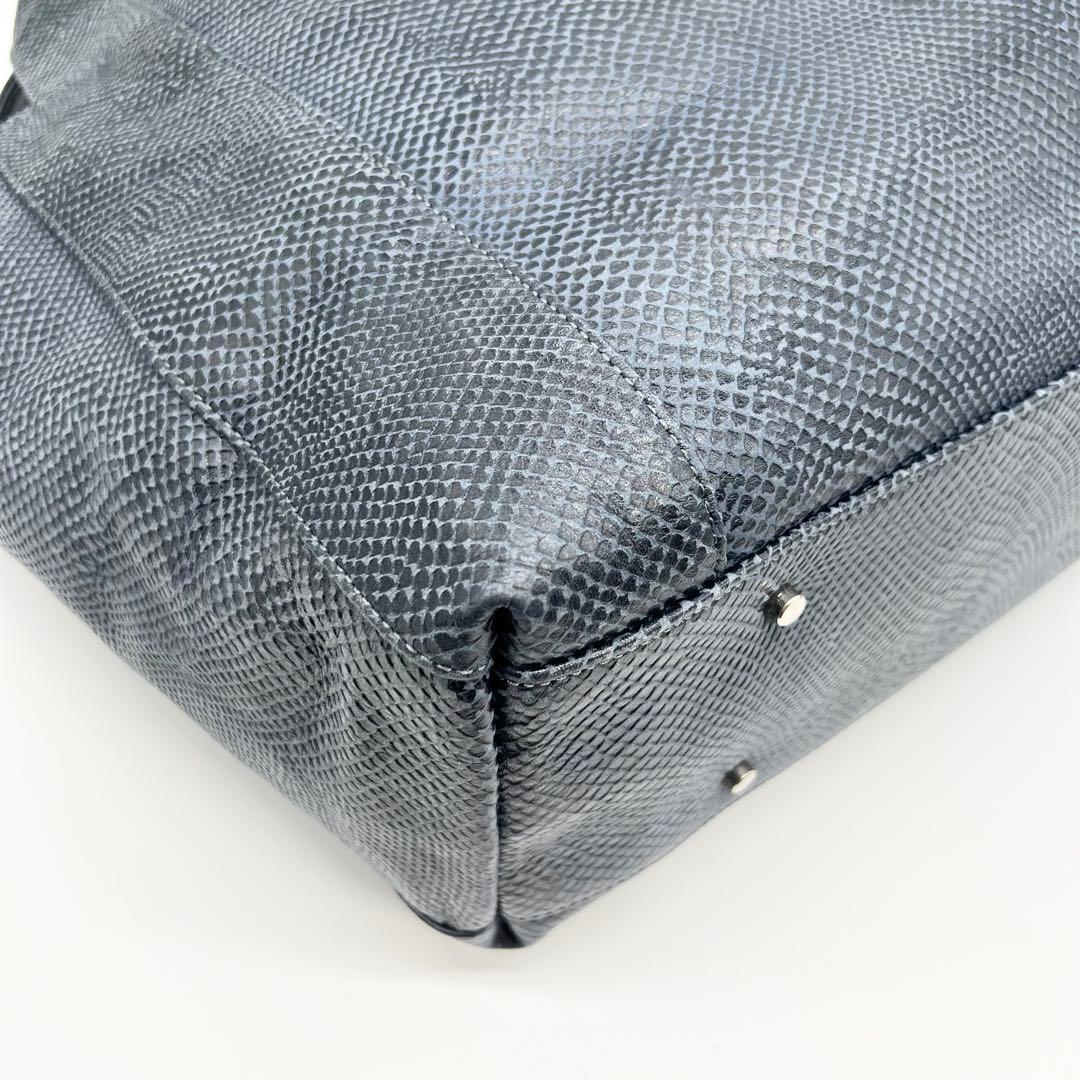 極美品✨アニアリ　エディターズトートバッグ　スケイルレザー　ネイビー　A4　希少