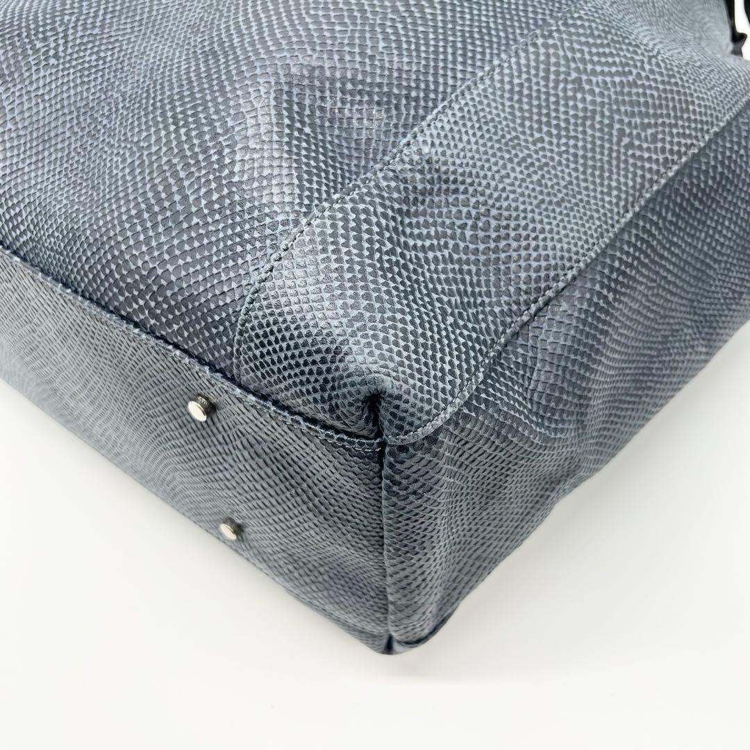 極美品✨アニアリ　エディターズトートバッグ　スケイルレザー　ネイビー　A4　希少