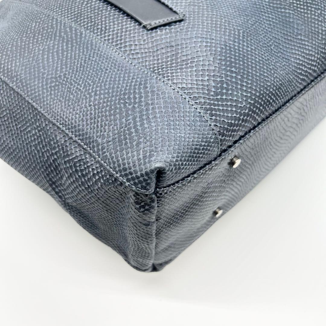 極美品✨アニアリ　エディターズトートバッグ　スケイルレザー　ネイビー　A4　希少