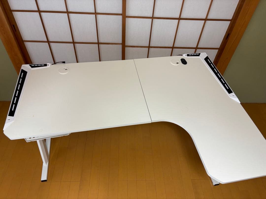 ホワイト L字型 パソコンデスク 高さ調整機能付【引き取りの方は大歓迎】値段相談