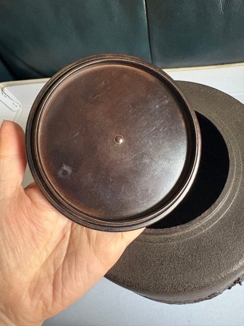 茶道具　筒釜　木箱　釜師