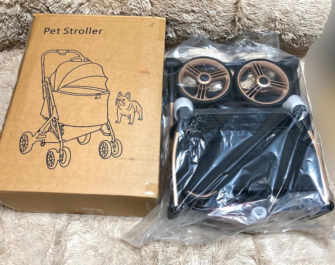 美品⭐️未使用　ペットカート かわいい ブラック カーキ 折りたたみ式