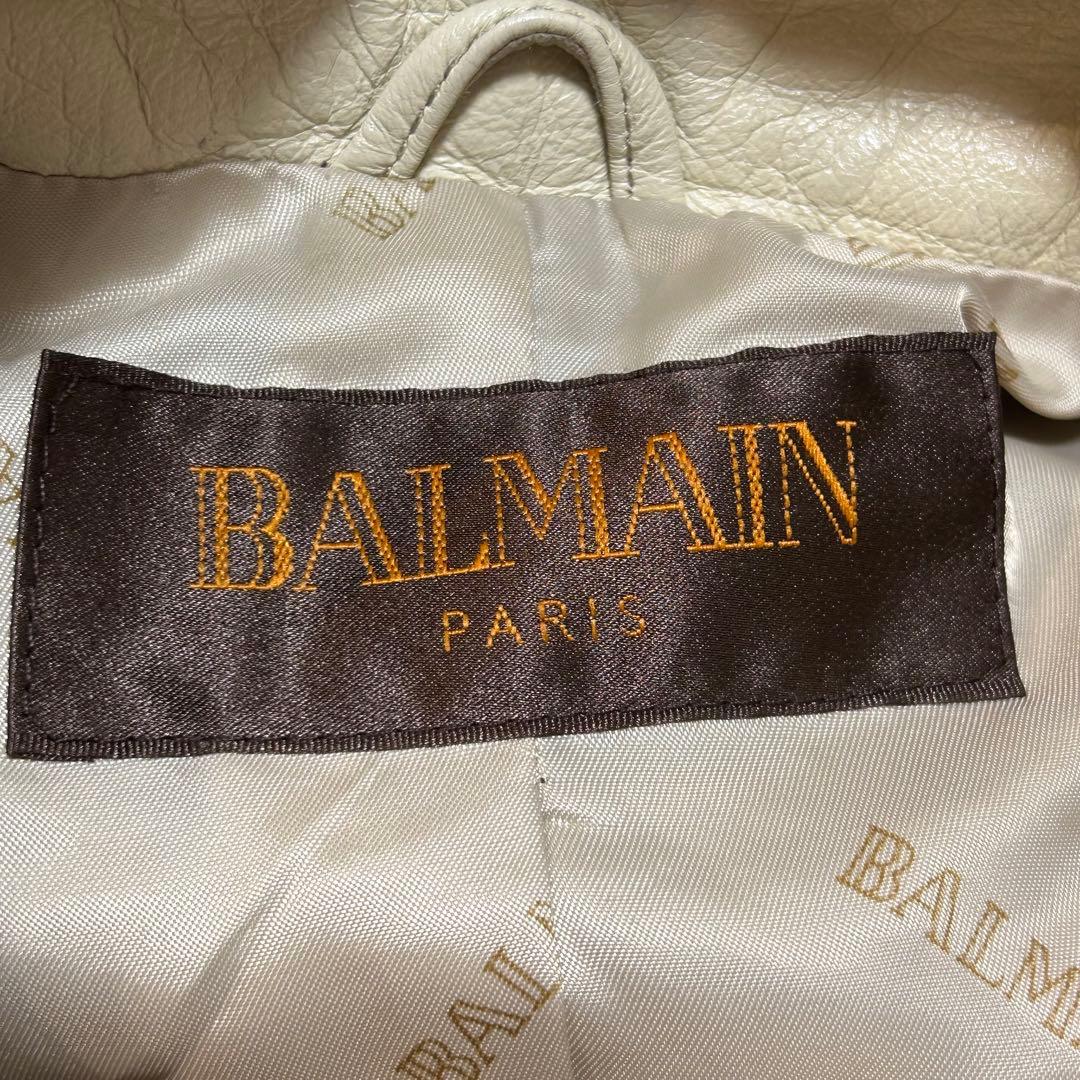 BALMAIN レザーコート アイボリー 11