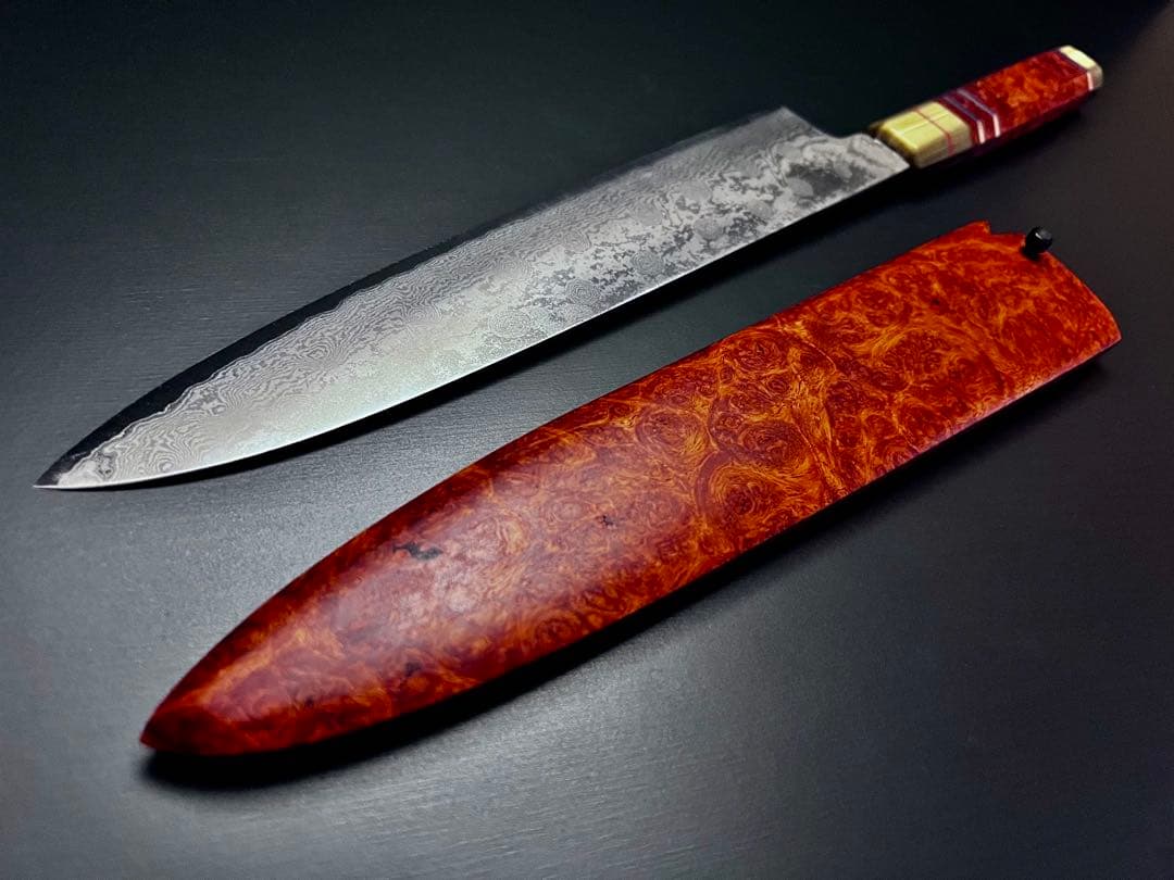 銀三ダマスカス牛刀300mm【一点物】