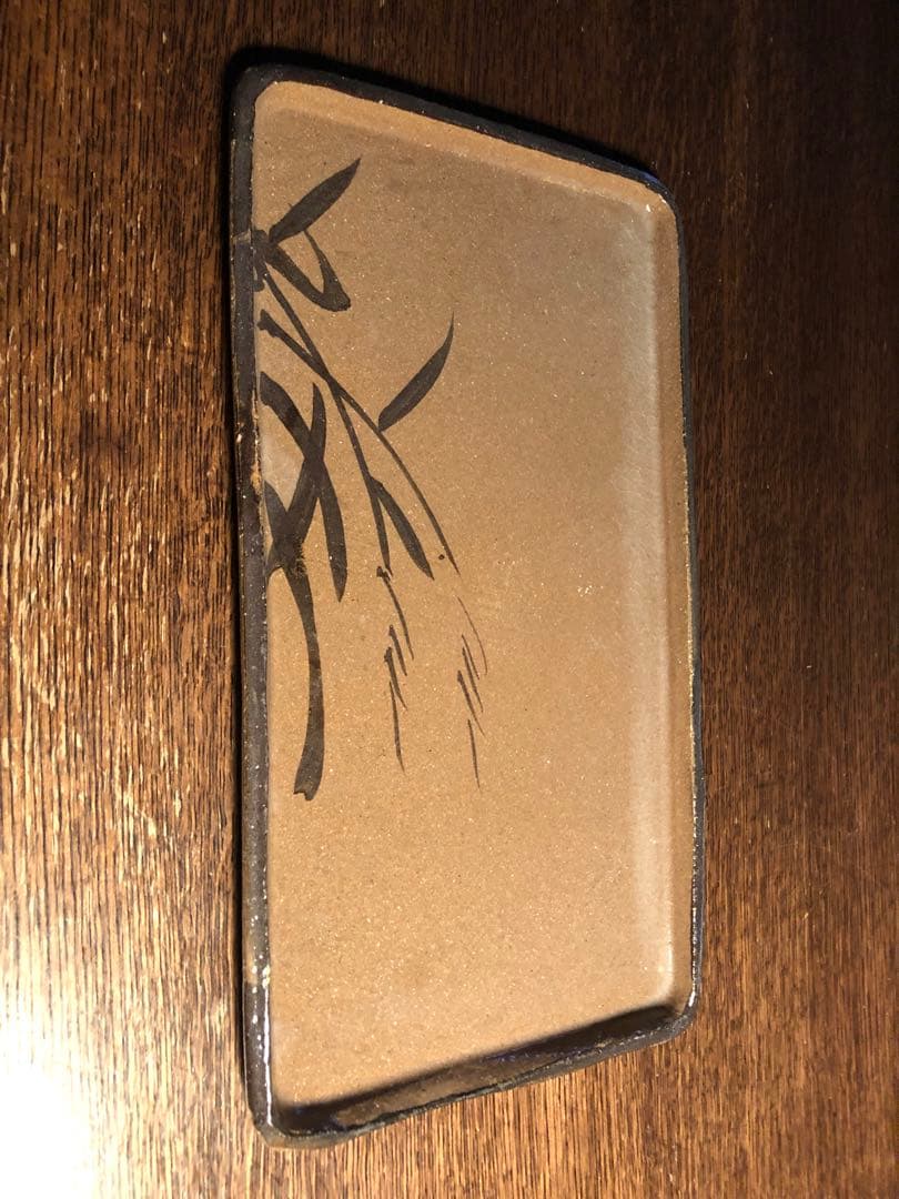 唐津焼　茶色陶器皿　骨董品